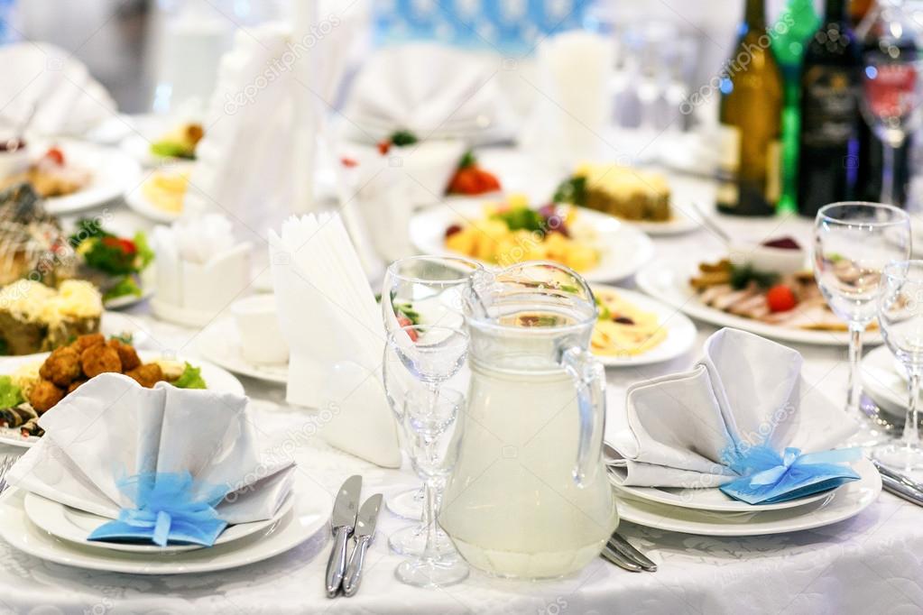 Beautiful wedding catering in restaurant