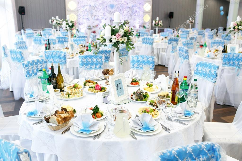 Beautiful wedding catering in restaurant