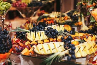 Renkli meyve yemek masası için catering 