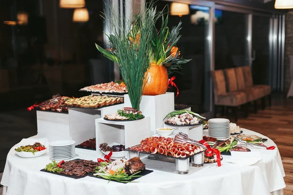 Appetizer table arrenged for a festive dinner — Stock Photo, Image