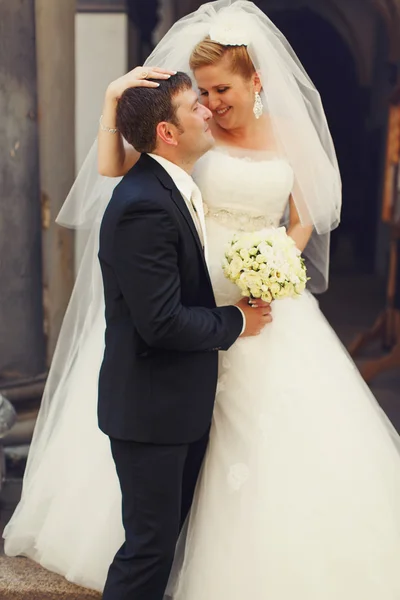 Shine of happiness on newlyweds faces — Stockfoto