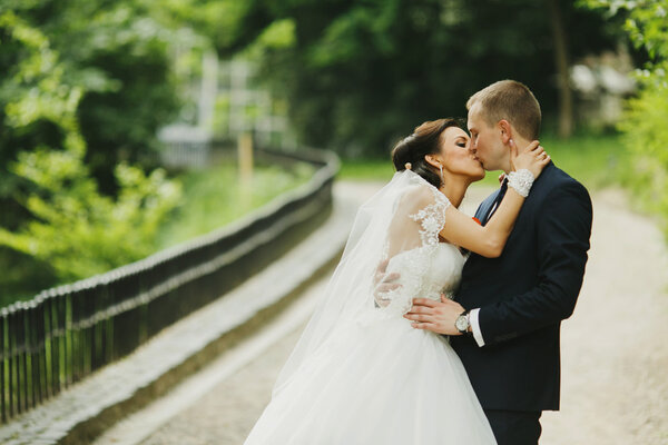 Bride kisses a groom 