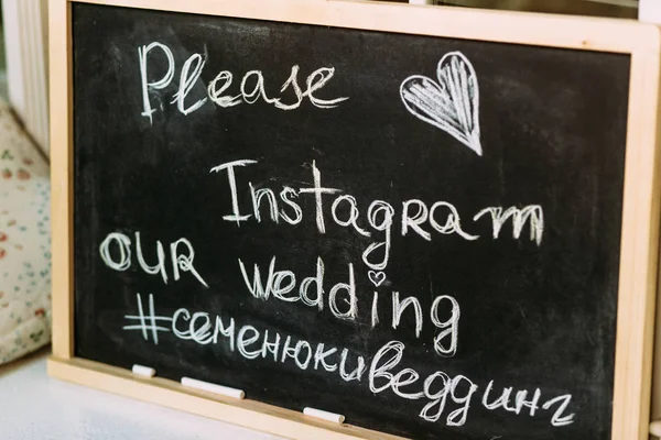 Instagram について結婚式ボード — ストック写真