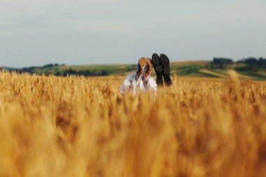 Gelin ve damat sahada yalan kadar bacaklarını yükselişi 