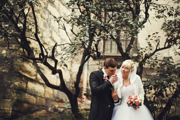 Onlar bir ağacın arkasına stand ise damat gelinin el öper 