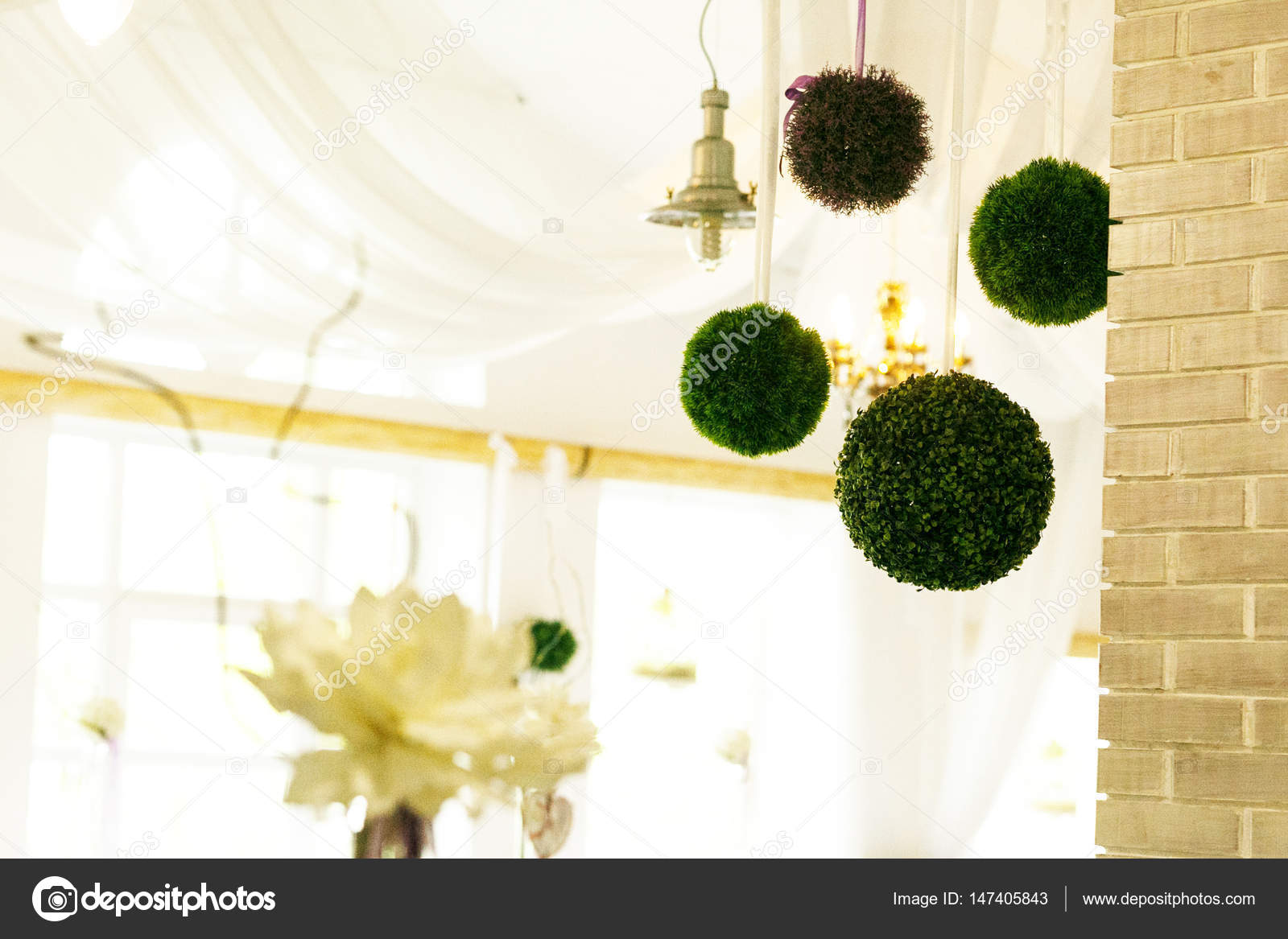 how to hang flower balls on ceiling