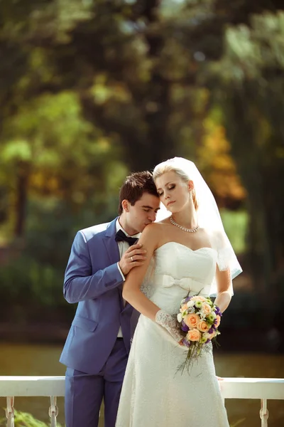 Momen yang menyenangkan dari pasangan di hari pernikahan — Stok Foto