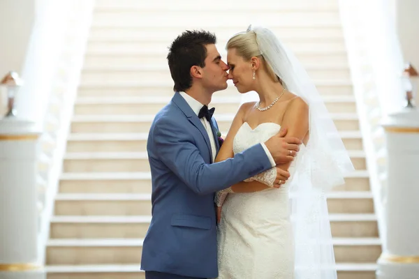 Schöner Kuss auf die Nase am Hochzeitstag — Stockfoto