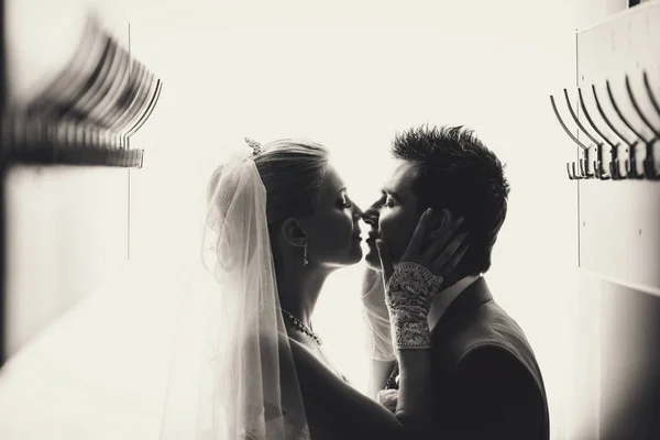 Pasangan yang jatuh cinta di hari pernikahan mereka — Stok Foto