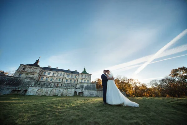 Les mariées se tiennent près du château — Photo