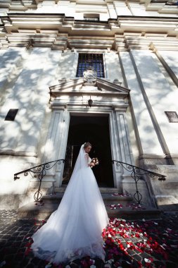 Sevimli gelin merdivenlerden standları