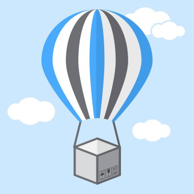 Mal teslim balon. Teslimat hizmetleri ve E-ticaret. Hisse senedi vektör. Düz tasarım.