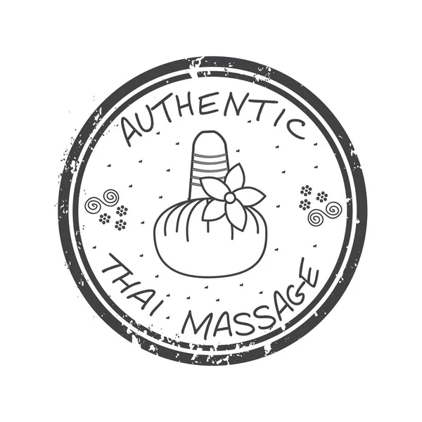 Authentische Thai-Massage. Stempel thailändische Massage in grau. Aktienvektor. flache Bauweise. — Stockvektor