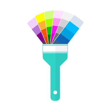 Hizmet yeniden dekore etmek. Beyaz arka plan üzerinde boyama için stilize fırça. Hibrid katalog boya ve fırça boyama için. Hisse senedi vektör. Düz tasarım.