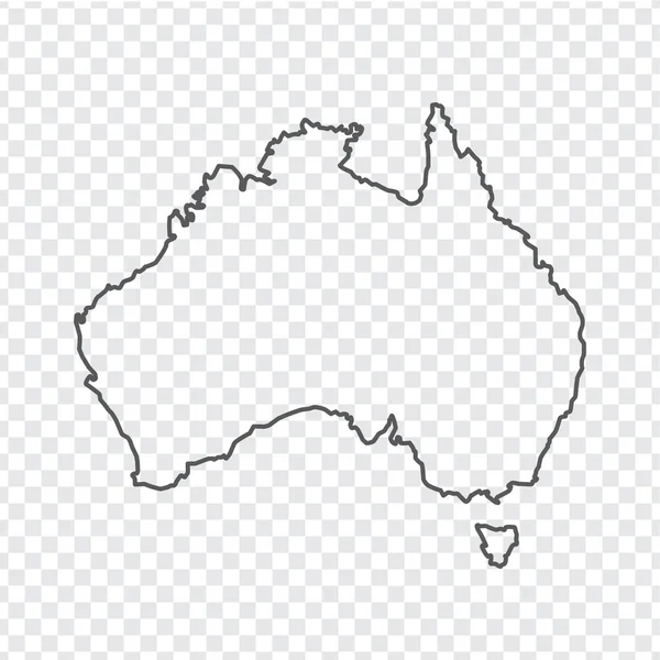 Mappa vuota dell'Australia. Sottile linea Australia mappa uno sfondo trasparente. Vettore azionario. Design piatto . — Vettoriale Stock