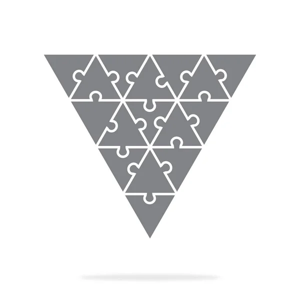 Simple icon triangular puzzles in gray. Simple icon puzzle of the nineteen elements. — Stock Vector