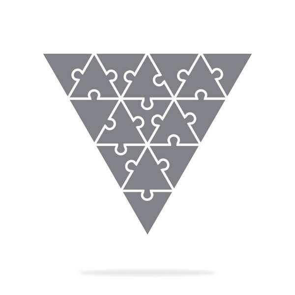 Simple icon triangular puzzles in gray. Simple icon puzzle of the nineteen elements.