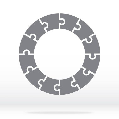 Basit simgesini daire puzzle gri renkte. Basit simgesini daire bulmaca on iki öğe.