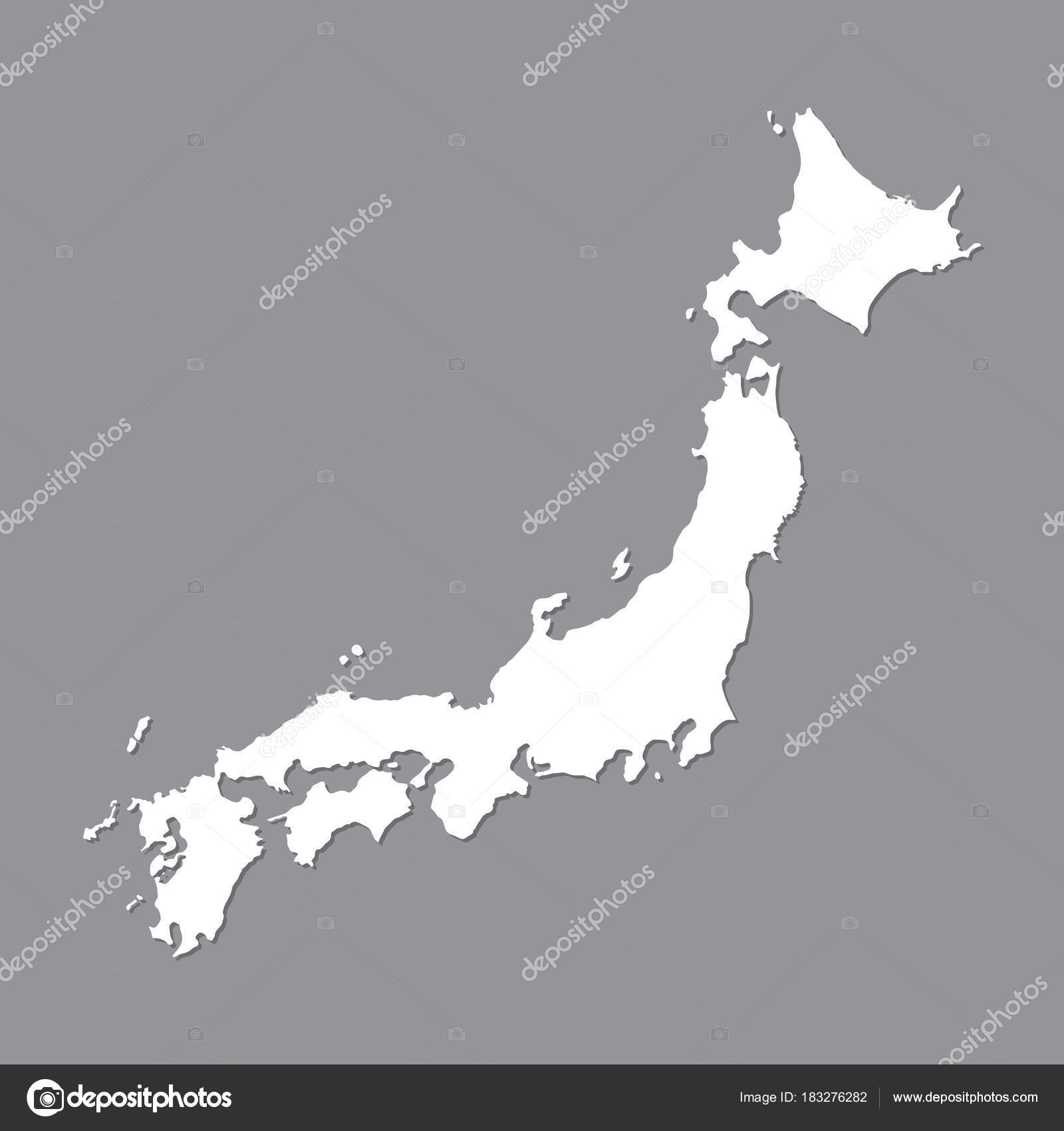 —　日本。灰色の背景に日本地図.　©karinanh　183276282　日本の白地図。高詳細なベクトル地図　ストックベクター