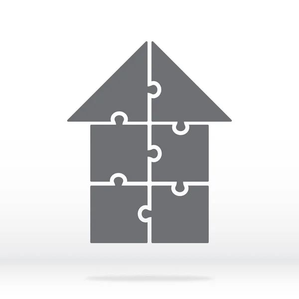 Egyszerű ikon puzzle-ban szürke. Egyszerű ikon házat puzzle hat elemek. — Stock Vector