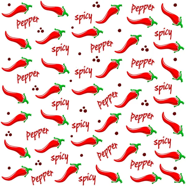 Red Chili Pepper dan Pierson. Ilustrasi ikon vektor pedas ekstra. Pola cabai merah dan merica. . - Stok Vektor