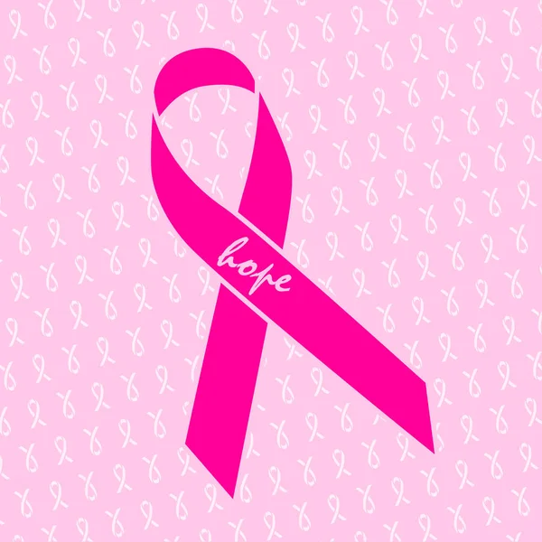 Wereldwijde samenwerking borst kanker bewustzijn concept illustratie. Naadloze patroon achtergrond gemaakt van lint symbolen. Breast Cancer awareness maand naadloze patroon met roze linten op roze achtergrond. — Stockvector