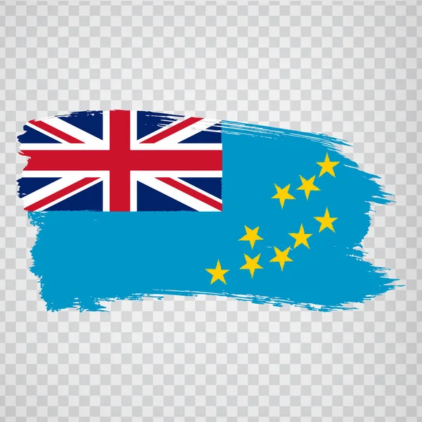 Zászló Tuvalu ecsetvonások. Zászló Tuvalu átlátszó háttér a weboldal design, logó, app, Ui. Óceánia. Részvény vektor. 10. rész. — Stock Vector