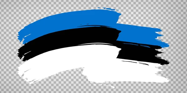 Bandera Republic of Estonia, brush stroke background. ondeando bandera Estonia en backrgound transparente para el diseño de su sitio web, logotipo, aplicación, interfaz de usuario. EPS10 . — Vector de stock
