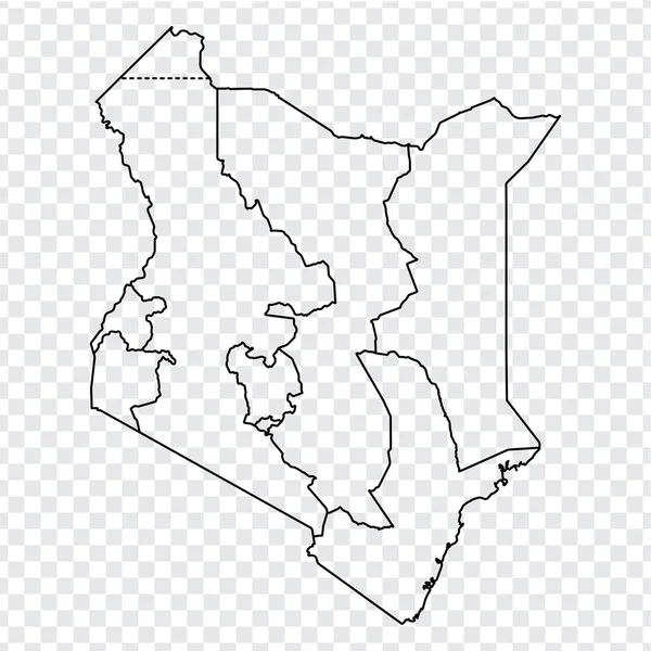 肯尼亚共和国空白地图。 高质量的肯尼亚地图，为您的网站设计，标志，应用程序，Ui的透明背景各省。 非洲。 第10部分. — 图库矢量图片