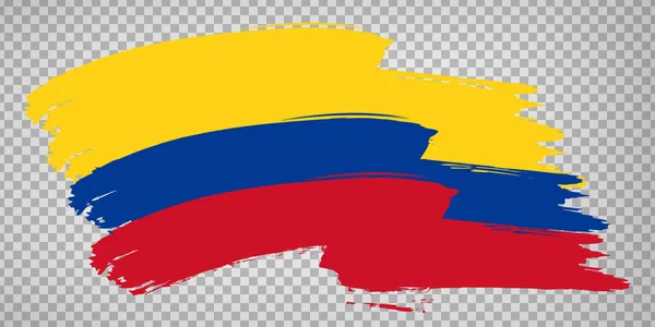 Flag Republic of Colombia, brush stroke background.  Waving Flag of Colombia on tranparent backrgound for your web site design, logo, app, UI.  America. EPS10. — ストックベクタ