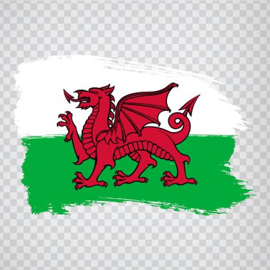 Fırça darbelerinden Galler bayrağı. Web sitenizin tasarımı, logosu, uygulaması ve Ui için saydam arka planda bulunan Galler bayrağı. Uk. Hisse senedi. Bölüm 10.
