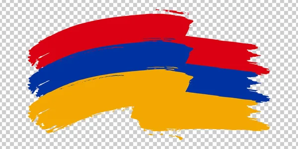 Drapeau République d'Arménie, fond de coup de pinceau. Agitant le drapeau de l'Arménie sur fond transparent pour la conception de votre site Web, logo, application, interface utilisateur. L'Asie. PSE10 . — Image vectorielle