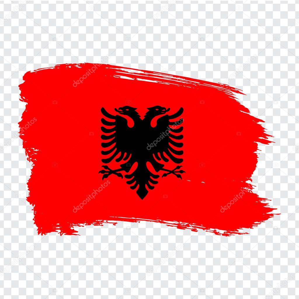 Flag  Republic of Albania from brush strokes.  Flag  of Albania on  transparent background for your web site design, logo, app, UI. Europe. Vector illustration EPS10