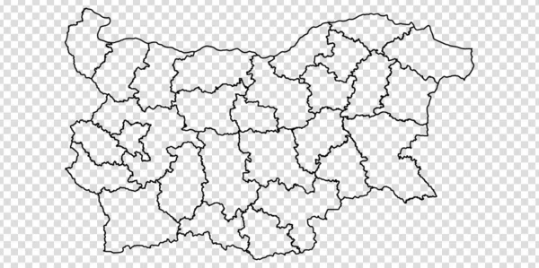 Carte vierge République de Bulgarie. Carte de haute qualité de la Bulgarie avec les provinces sur fond transparent pour la conception de votre site Web, logo, app, UI. L'Europe. PSE10 . — Image vectorielle