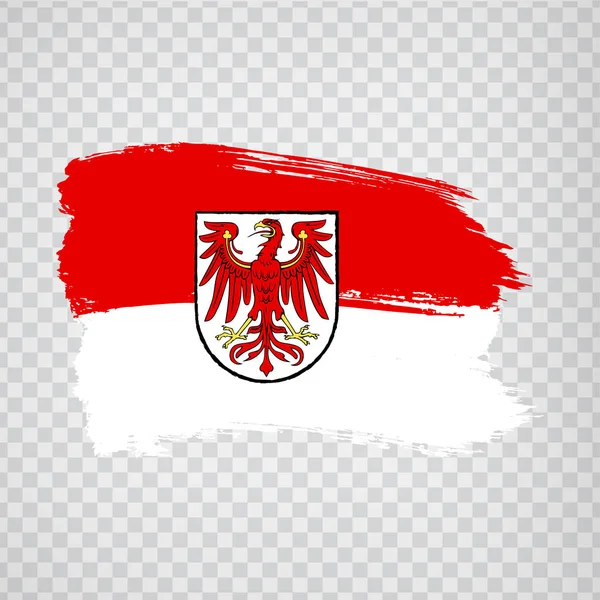 Brandenburgi ecsetvonások zászlaja. Zászló Brandenburg átlátszó háttér a weboldal design, logó, app, Ui. Németországba. Részvény vektor. 10. rész — Stock Vector