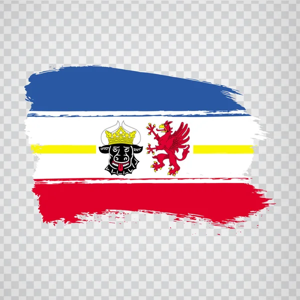 Bandeira de pinceladas Mecklenburg-Vorpommern. Bandeira de Mecklenburg-Vorpommern em fundo transparente para o design do seu site, logotipo, aplicativo, UI. Alemanha. Vetor de estoque. EPS10 . —  Vetores de Stock