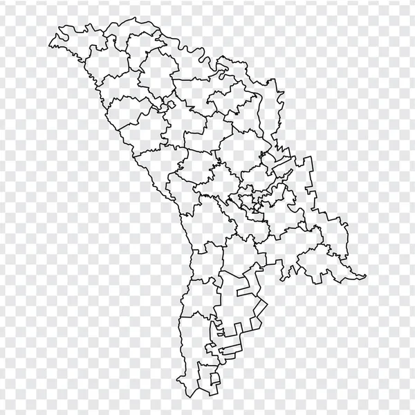 摩尔多瓦共和国空白地图。 高质量的摩尔多瓦地图，具有透明背景的省份为您的网站设计，标志，应用程序，Ui 。 欧洲。 第10部分. — 图库矢量图片