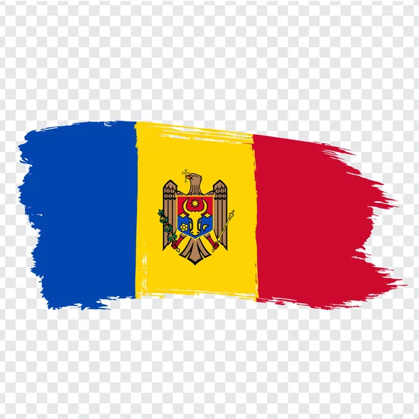 Bandera Republic of Moldova from brush strokes. Bandera de Moldavia sobre fondo transparente para el diseño de su sitio web, logotipo, aplicación, interfaz de usuario. Europa. Ilustración vectorial EPS10 — Vector de stock