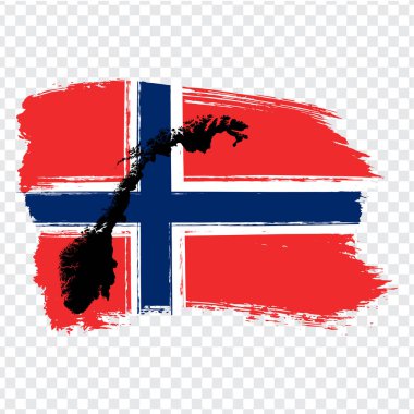 Norveç Bayrak Krallığı fırça darbelerinden ve Norveç 'in boş haritasından. Norveç 'in yüksek kaliteli haritası ve web sitesi tasarımı ve logosu için saydam arka planda ulusal bayrak. Avrupa. Bölüm 10.