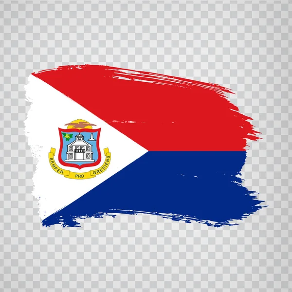 Vlajka Sint Maarten z tahů štětcem. Flag Sint Maarten na průhledném pozadí pro vaše webové stránky design, logo, aplikace, Ui. Amerika. Skladový vektor. Eps10. — Stockový vektor