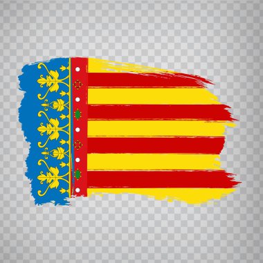 Valencia fırça darbeleri bayrağı. İspanya 'nın Bayrak Özerk Topluluğu Valencia internet sitesi tasarımı, logosu, uygulaması, Ui için şeffaf arka planda. İspanya Krallığı. Hisse senedi. Bölüm 10.
