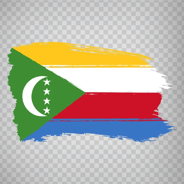 Bandeira de Comores de pinceladas. Bandeira União das Comores em fundo transparente para o seu web site design, logotipo, app, UI. África. Vetor de estoque. EPS10 . —  Vetores de Stock