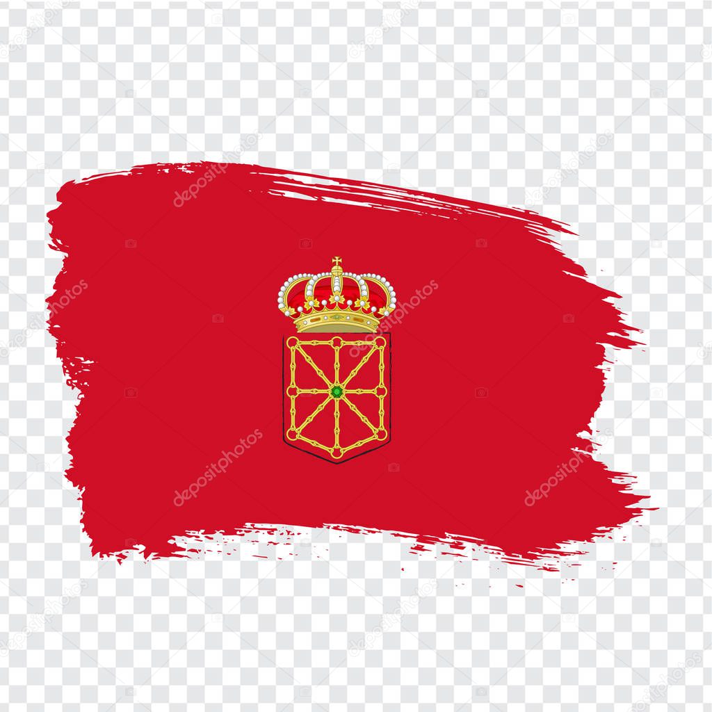 Flag of  Navarre brush strokes. Flag Autonomous Community  Navarre of Spain on transparent background for your web site design, logo, app, UI. Kingdom of Spain. Stock vector.  EPS10.