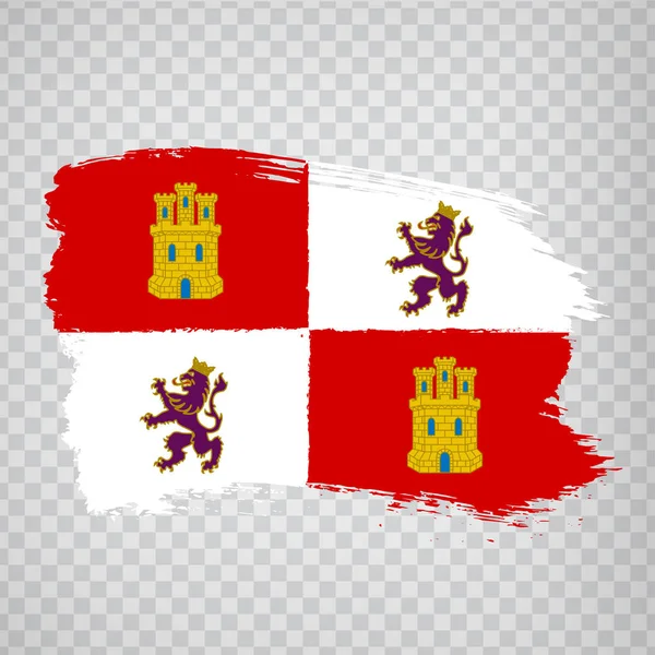 Flag of Castile and Leon brush strokes. Flag Autonomous Community Castile and Leon on transparent background for your web site design, logo, app, UI. Kingdom of Spain. Stock vector.  EPS10. — Stock Vector