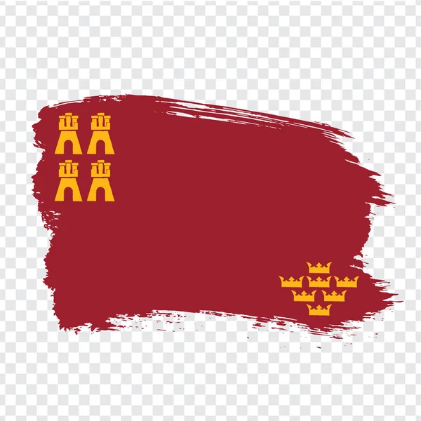 Flagga av Murcia penseldrag. Flagga Autonoma regionen Murcia i Spanien på transparent bakgrund för din webbplats design, logotyp, app, Ui. Konungariket Spanien. Lagervektor. Läpp10. — Stock vektor