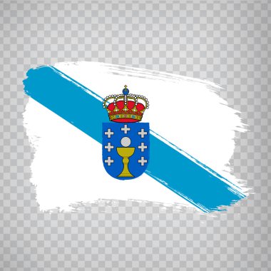 Flag of Galicia brush strokes. Flag Autonomous Community Galicia of Spain on transparent background for your web site design, logo, app, UI. Kingdom of Spain. Stock vector.  EPS10 clipart