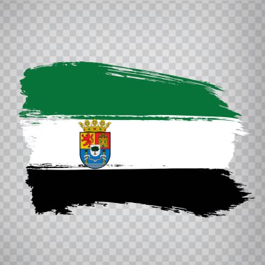Extremadura fırça darbeleri bayrağı. Web sitenizin tasarımı, logosu, uygulaması, Ui için saydam arkaplan üzerinde İspanya Özerk Bayrağı. İspanya Krallığı. Hisse senedi. Bölüm 10.