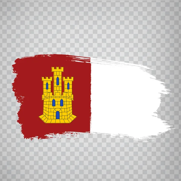 Flag of Castilla La Mancha brush strokes. Flag Autonomous Community Castilla La Mancha on transparent background for your web site design, logo, app, UI. Kingdom of Spain. Stock vector.  EPS10. — Stock vektor