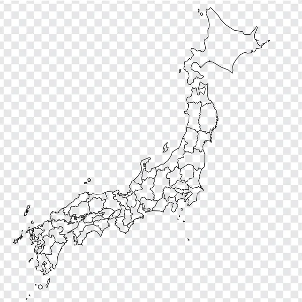 日本の空白の地図。あなたのウェブサイトのデザイン、ロゴ、アプリ、 UIのための透明な背景に地方と日本の高品質の地図。アジア。第十話. — ストックベクタ