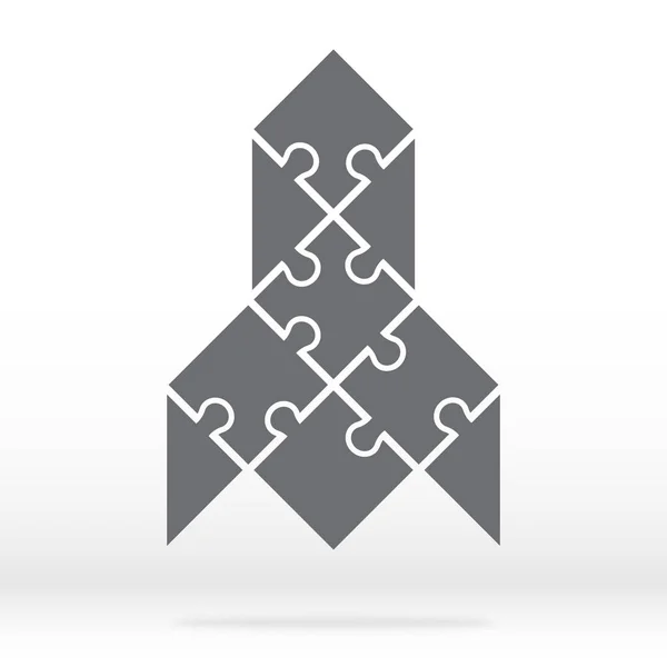Egyszerű ikon poligonális puzzle szürke. Egyszerű ikon poligonális puzzle a kilenc elem szürke háttér. Rakéta rejtvény. Vektor illusztráció Eps10. — Stock Vector